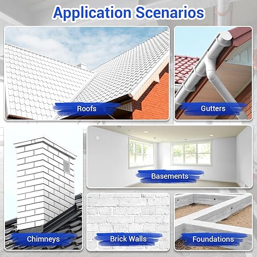 Polyurethane Waterproof Coating, Bright White, Multi-Surface Leak Repair Roofs, Showers, Windows, Basements, Indoor and Outdoor Liquid Water Proof Sealant, 0.4 Gallon