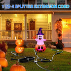 K KASONIC - 46FT Halloween Lights Outdoor Extension Cord with Mutil Outlets, ETL Listed Heavy Duty Electrical Cord with Protective Covers, Weatherproof Extension Cord for Outside, 16AWG/1625W, Black