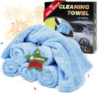Car Wash Towels,Upgraded 450gsm Ultra-Thick,Micro Fiber Towels for Car and Home Polishing Washing & Detailing,Car Cleaning Interior Microfiber Rags 16"x16"|Blue 6-Pack