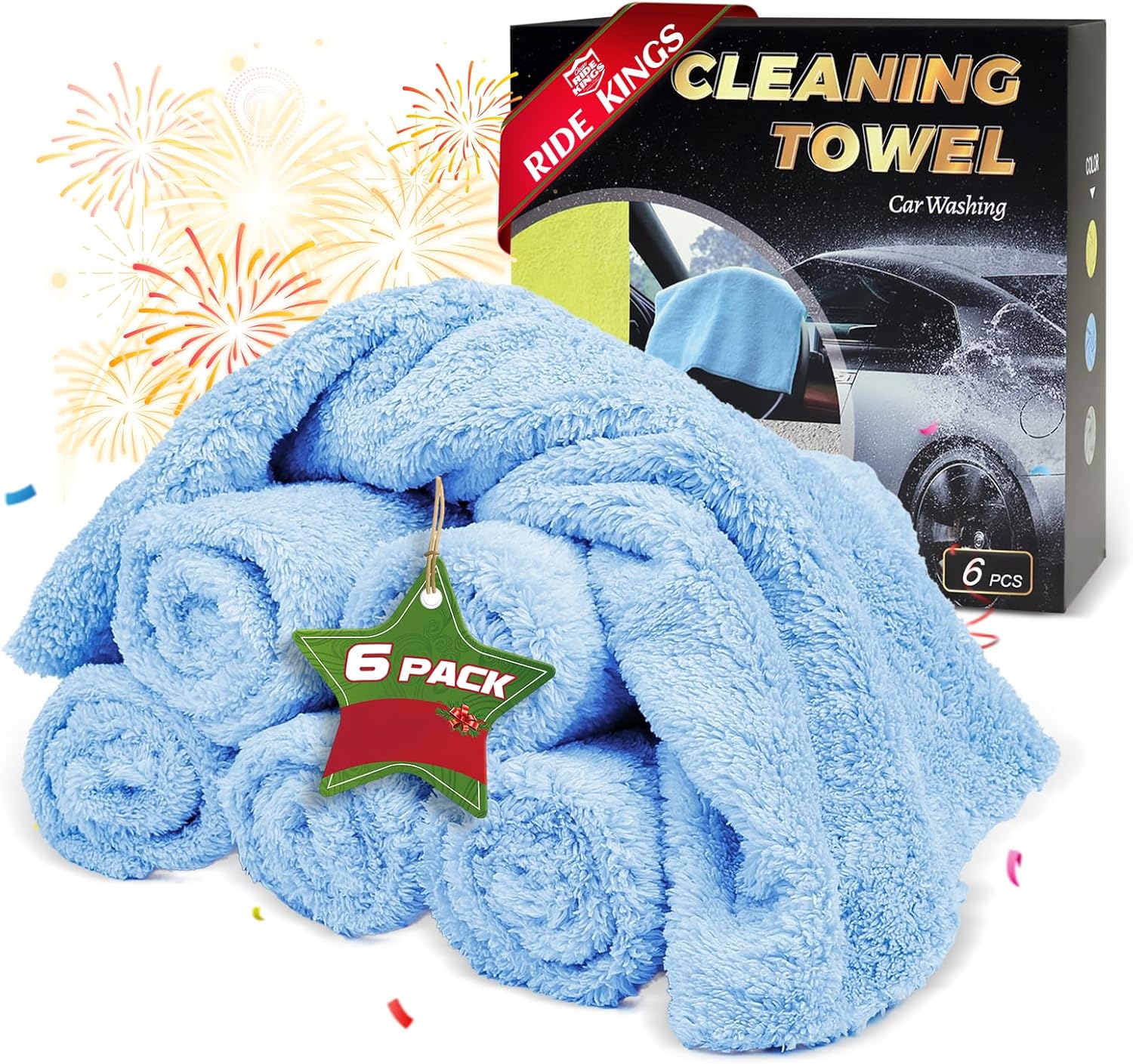 Car Wash Towels,Upgraded 450gsm Ultra-Thick,Micro Fiber Towels for Car and Home Polishing Washing & Detailing,Car Cleaning Interior Microfiber Rags 16"x16"|Blue 6-Pack