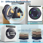 COSTWAY Compact, Touch Panel, 2 Modes, 3 Heating Powers and Adjustable Exhaust Vent, 8.8 LBS Front Load Tumble Laundry Apartment, Dorm and Home, 1400W, White Portable Dryer