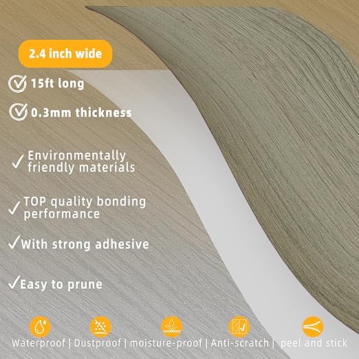GSCIT Club Wood Grain Repair Tape, 2.4 inch X 15ft Self Adhesive Silver Walnut Grain Repair Patch for Tables, Chairs, Baseboards, Doors, Windows, Floors, Handicraft DIY.