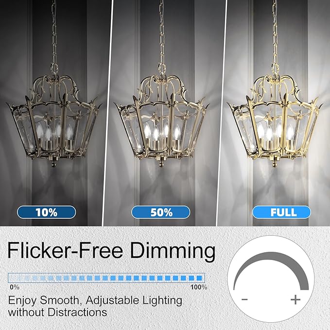 E12 Candelabra Bulb 40 watt Equivalent, E12 LED Bulb Dimmable Chandelier Light Bulbs, 5000K Daylight B10 Candle Light Bulbs, 90+CRI, 400LM, Cear Glass, 12 Pack
