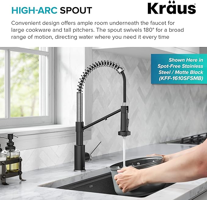 KRAUS Bolden 2-in-1 Commercial Style Pull Down Single Handle Water Filter Kitchen Faucet for Reverse Osmosis or Water Filtration System in Brushed Brass/Matte Black, KFF-1610BBMB
