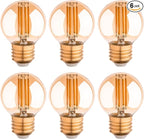 G16.5 Led Bulb, Small Round Edison Light Bulbs, E26 Dimmable Globe Amber Vanity Light Bulbs, 6w 2700k Vintage LED Filament Edison Bulb