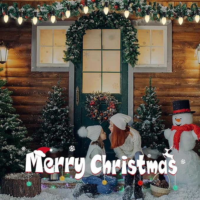 Abeja C7 Ceramic White Replacement Bulbs, 25 Pack C7 White Replacement Bulbs, 5W Vintage Bulbs for Outdoor Indoor Patio Christmas Decoration-E12 Candelabra Base