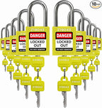 TRADESAFE Lockout Tagout Locks Set - 10 Yellow Keyed Alike Padlocks, 2 Keys Per Lock, OSHA Compliant Loto Locks