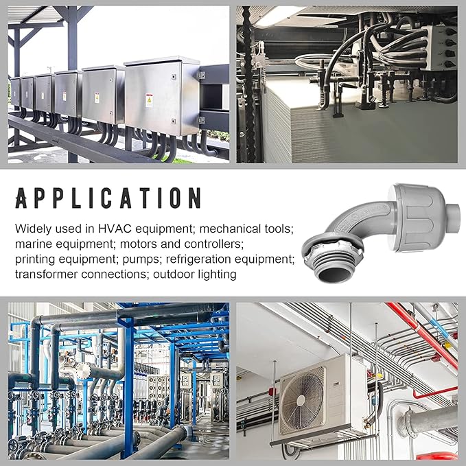 Yaomiao 50 Pcs 1/2 Inch Liquid Tight Connector PVC Electrical Conduit Fittings Straight 90 Degree Flexible Conduit Connector for Home Bathroom Tube Tool Supplies, Grey(50 Pcs)