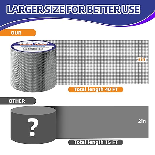 KING MOUNTAIN Grey Window Screen Repair Tape,3inX40FT Heavy Duty Screen Repair Kit for Window Screen and Screen Door Tears Holes,Strong Adhesive & Waterproof Window Screen Patch