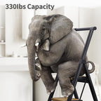 HillhutApex 3 Step Foldable Aluminum Step Ladder with Handgrip, Anti-Slip Wide Pedal, 330 lbs Capacity, Lightweight & Portable for Home, Kitchen, Office (Black & Woodgrain)