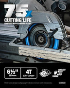 CRALY 6-1/2 Inch 4 Teeth Hardie Fiber Cement Circular Saw Blade, 5/8 Inch Arbor, Polycrystalline Diamond Tipped (PCD), Thin Kerf, Black Ice™ Coating, for Laminate Flooring(C0604FC)