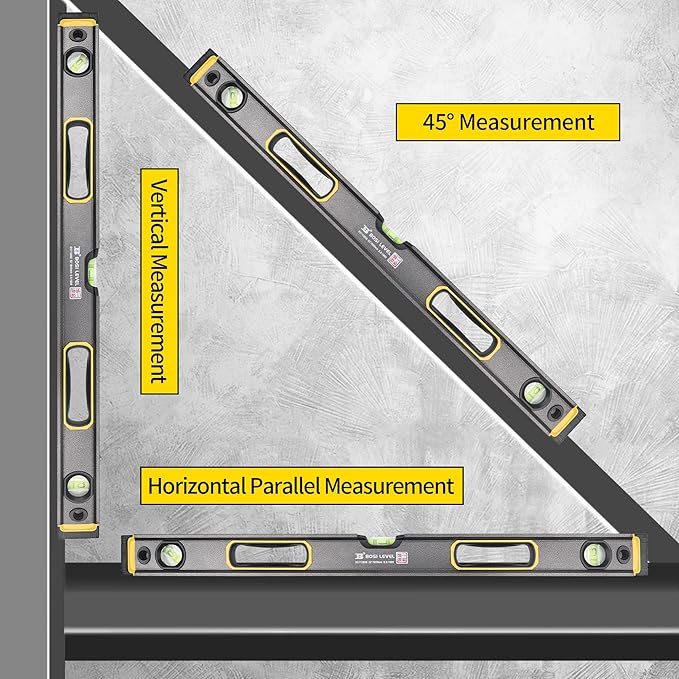Magnetic Bubble Level, 32 inch, with 180°/45°/90° Angles 800MM Level