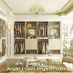 Unikito 100” Closet System with Drawers, 8.3FT Wood Closet Organizer with Hanging Rods and Mirror Design, Reversible Large Walk in Closets Tower Garment Racks with Shelves, White Oak