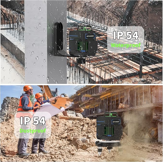 Laser Level 360 Self Leveling, 3 x 360° Cross Line Lazer Leveler Tool for Construction and Picture Hanging, Rechargeable Nivel Laser Outdoor, L-Magnetic Bracket Included