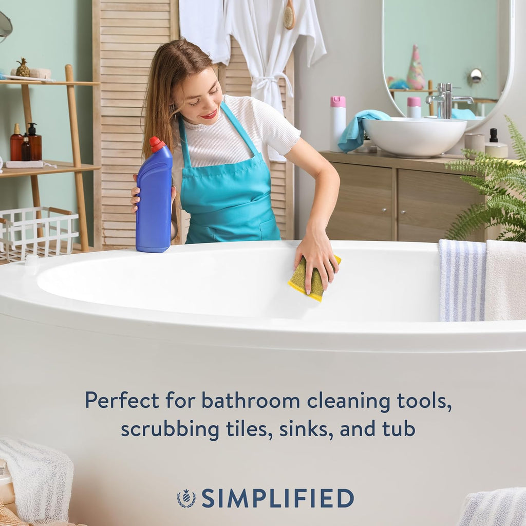 Simplified 6-Pack Steel Scouring Sponges with Rust Resistant Stainless Steel Threading for Home and Kitchen Cleaning Supplies, Heavy Duty Cleaning Sponge for Kitchen & Bathroom, Navy/Yellow