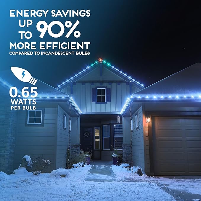 HLO Lighting Set of 500 Cool White C9 Faceted LED Christmas Light Bulbs for Indoor & Outdoor Use | Durable Replacement Bulbs