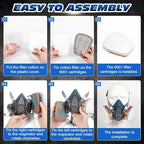Respirator Mask with Filters and Goggles, Chemical Respirators Gas Mask for Paint, Epoxy Resin Respirator