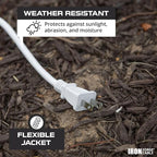 Iron Forge Cable 2 Prong Outdoor Extension Cord 50 ft, 16/2 SJTW 50 Foot White Extension Cord, Weatherproof - Great for Outdoor Lights, Deck, Patio