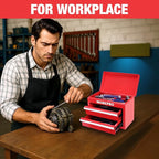 WORKPRO Metal Mini Tool Box, Top Tool Chest containing Two Drawers with Ball Bearing Slides, PVC Drawer Liners and PP Feet Pads, Durable Cold Rolled Steel Small Toolbox for Multi-Purpose Storage