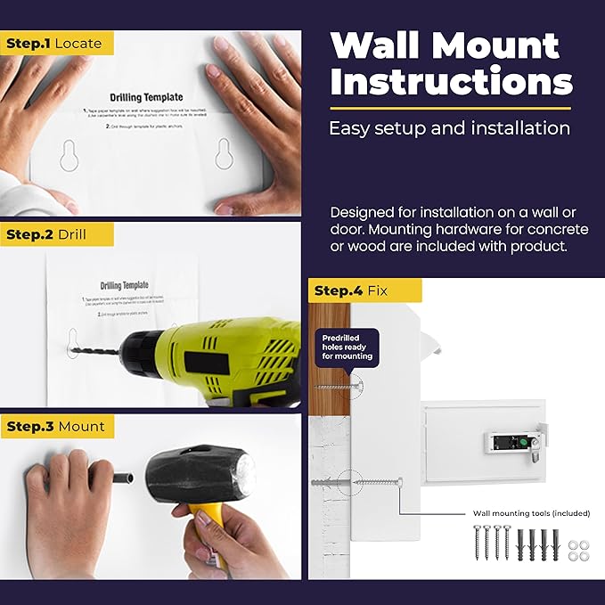 Volcora Key Drop Box with Lock, Drop Slot Depository Safe Box Digital Keypad, Outdoor Waterproof Money Drop Safe for Business, Cash Drop Box, Wall Mount Mailbox, Electronic Programmable Lock, White