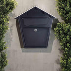 Wall Mount Locking Mailbox - Black Horizontal Triangular Security Mailbox - Waterproof Vertical Drop Mail Box Outdoor with Key