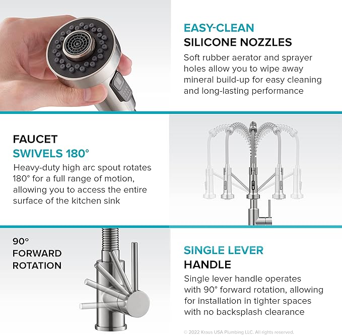 KRAUS Bolden Touchless Sensor Commercial Style 2-Function Single Handle Pull Down Kitchen Faucet in Spot-Free Stainless Steel/Matte Black, KSF-1610SFSMB