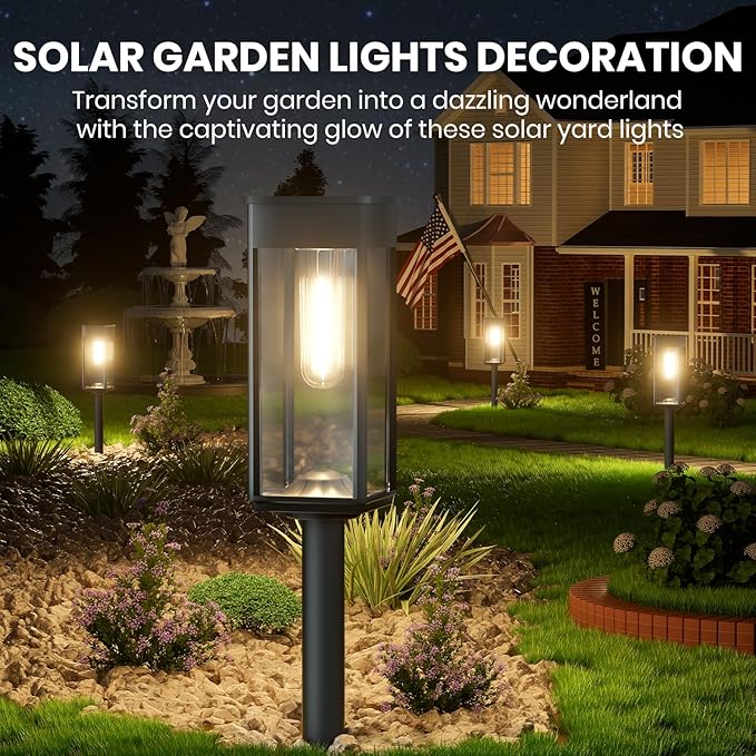 Bright Solar Pathway Lights Outdoor Waterproof IP65, 8 Pack Auto On/Off Solar Outdoor Lights for Path, Yard, Patio, Landscape, Lawn, Walkway, Driveway, Garden Decor Lighting Solar Powered