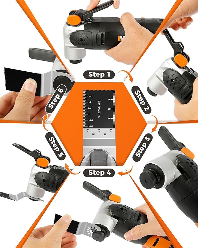 60Pcs Oscillating Tool Blades, Universal Metal Wood Plastic Multitool Blades Quick Release Saw Blades Compatible with Fein Multimaster, Milwaukee, Makita, Bosch, Dewalt, Ryobi, Craftsman