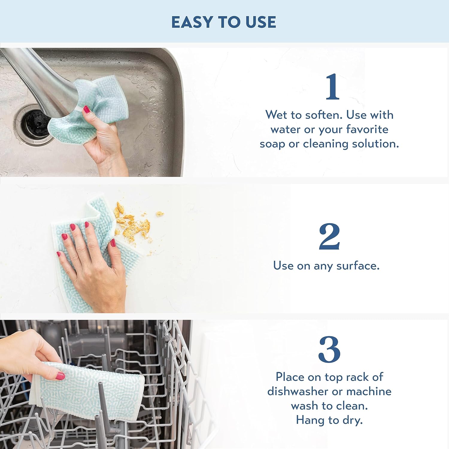 ELYN Swedish Dishcloths, Reusable & Washable Sponge Cloths, Absorbent Cleaning Paper Towels for Kitchen, Dishes, Counters and More, 5 Pack, Assorted Magnolia & Gingham Patterns