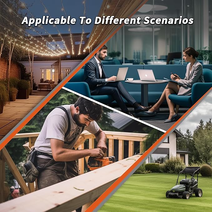 50 FT Green Outdoor Extension Cord with Multiple Outlets, 16/3 Gauge Outdoor Green Extension Cord Evenly Spaced 6 Outlets Plugs Waterproof, 13AMP 1625W 125V 16AWG SJTW, ETL Listed