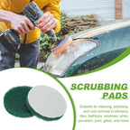Power Scrub Pads, Scrubbing Pads 180 Grits Scouring Discs - Fitting for (Home Kitchen Cleaning - Drill Attachment - Scrubber Replacement) 16 Pcs & 4 Inch & Green