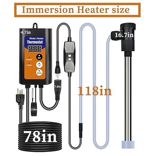 1800W Fully Submersible, Portable Electric Pool and Hot Tub Immersion Water Heater with Thermostat, GFCI for Bathtubs, Baptism Pool, Swimming Poo