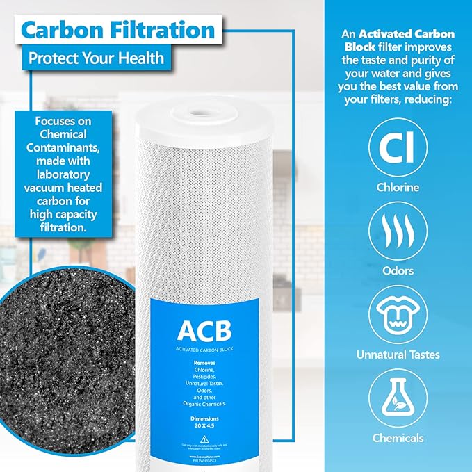 Express Water 2-Year Whole House Heavy Metal Water Filter Set 3 Stage Water Filtration Replacement Kit Sediment, Carbon Block, KDF High Capacity Cartridge Filters–5 Micron Water Filter 4.5” x 20” inch