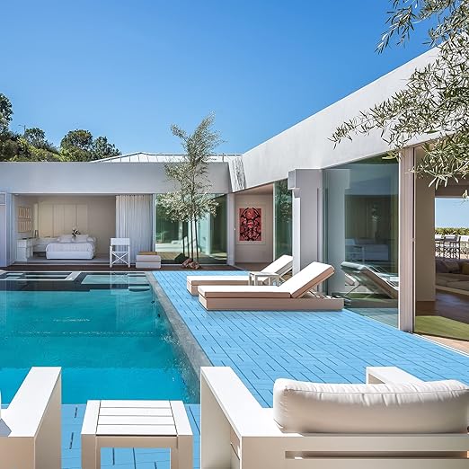 Goovilla Plastic Interlocking Deck Tiles, 36 Pack Outdoor Patio Flooring, 12"x12" Interlocking Decking Tile Outdoor All Weather Use, Waterproof Patio Pavers for Pool Balcony Backyard Porch, Blue