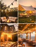 25 Pack C9 Replacement Bulbs, 7W Incandescent Clear Night Light Bulbs for Outdoor String Lights, Clear Christmas Bulbs for Porch, Patio, Garden, Wedding Decor, Warm White, E17 Intermediate Base