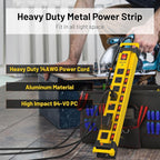 Plug'n 2 Packs 8 Outlet 2700J Surge Protector Power Strip with Individual Switches,Heavy Duty Garage Power Strip with Cord Manager,Flat Plug,6FT/14AWG Power Cord for Workshop,Shop,Home,Kitchen