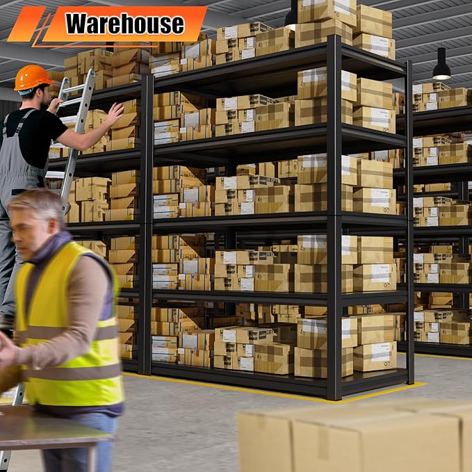 72 ”H Garage Shelving Heavy Duty, Garage Storage Shelves 3000LBS Industrial Shelving Unit, Adjustable Metal Shelving, Steel Garag Organizer, Rack Shelf for Basement, 72 ”H×46”W×20”D