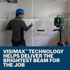 BOSCH GLL330-42CGL 12V Max 360⁰ Bluetooth Connected Green-Beam Three-Plane Laser Kit - Includes 12V Battery, Charger, Mount, Clip, Target Plate, Case