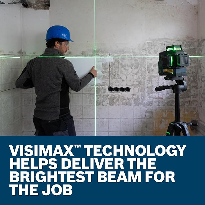 BOSCH GLL330-42CGL 12V Max 360⁰ Bluetooth Connected Green-Beam Three-Plane Laser Kit - Includes 12V Battery, Charger, Mount, Clip, Target Plate, Case