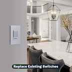 TOPGREENER Dimmer Switch with Light Adjustment Slider, Single Pole or 3 Way, 150W LED, 600W Incandescent/Halogen, 120V 60Hz, UL Listed, TGDMDS-120-SV, Silver
