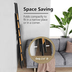 GameGem 6 Step Ladder for 12 Feet High Ceiling, Lightweight Aluminum Folding Step Stool with Convenient Handgrip, Stepladders with Anti-Slip and Wide Pedal for Home Use Space Saving - Black+Woodgrain