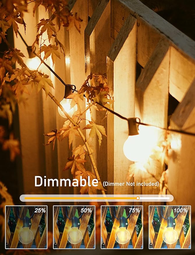 G40 LED Replacement Bulbs, 1.57 Inch Shatterproof Plastic Bulbs 0.6 Watt Dimmable Globe Light Bulbs fit E12/C7 Candelabra Base for Indoor Outdoor String Light Decor, Warm White, 25 Pack