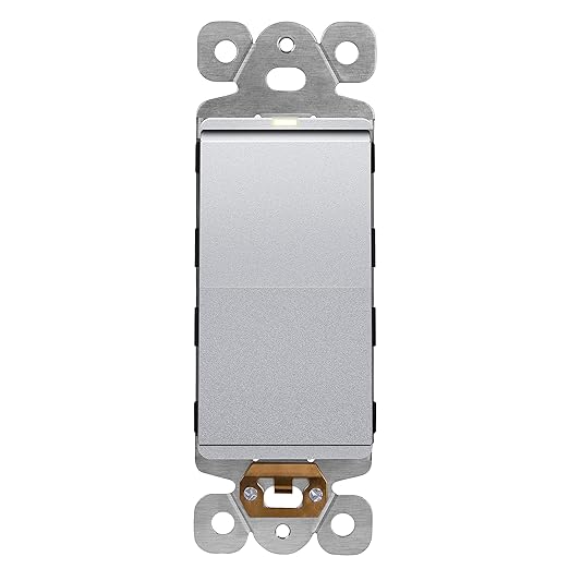 LIDER Minimalist Design Matte Finish Lighted Decorator Switch, Frameless Paddle Light Switch with Locator Light, Grounding Screw, 3-Way or Single Pole, 15A 120V, UL Listed, LS15-3W-SV, Silver