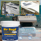 1Gal/133Fl.oz Liquid Rubber Rv Roof Coating White Waterproof Sealant Camper Roof Repair Solar Reflective Sealant with Wooden Brush Putty Knife Work Gloves Paint Roller Drywall Repair Tape
