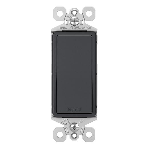 Legrand radiant TM873GCC10 15 Amp Rocker Wall Switch, 3-Way Decorator Light Switches, Graphite (1 Count)
