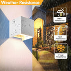 2 Pack Outdoor Wall Lights Exterior/Interior Wall Sconces Up and Down Lights IP65 Waterproof G9 Base Socket Modern Outdoor Lighting Square Aluminum White 3000K Warm Lights, Adjustable Light Angle