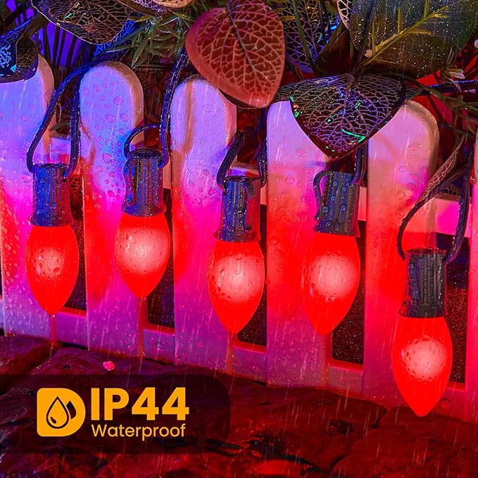 Brightown C9 LED Replacement Christmas Bulbs, 50 Pack Red Shatterproof C9 Bulbs, Waterproof Commercial LED Holiday Bulb for Christmas String Light, E17 Intermediate Base, Dimmable