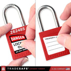 TRADESAFE Lockout Tagout Locks Set - 10 Red Keyed Alike Padlocks, 2 Keys Per Lock, OSHA Compliant Loto Locks for Lock Out Tag Out Stations, Premium Grade