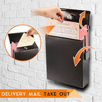 Tandefio 1 Pcs Wall Mount Mailbox with Red Mailbox Flag Reflective Sticker Keys Outdoor Steel Rustproof Lock Post Boxes Outdoor, 11.4 x 8.7 x 2.6 Inches, Black