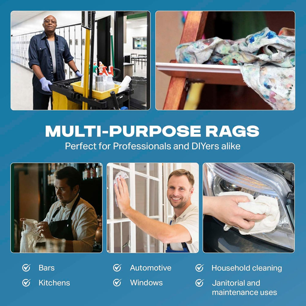 Angel-in-Armor Shop Towels (14”x14”) – 500 Unit Box of Lint-Free Cotton Shop Towel Cleaning Rags – Durable Shop Rags for Auto, Garage, Industrial, and Commercial Use